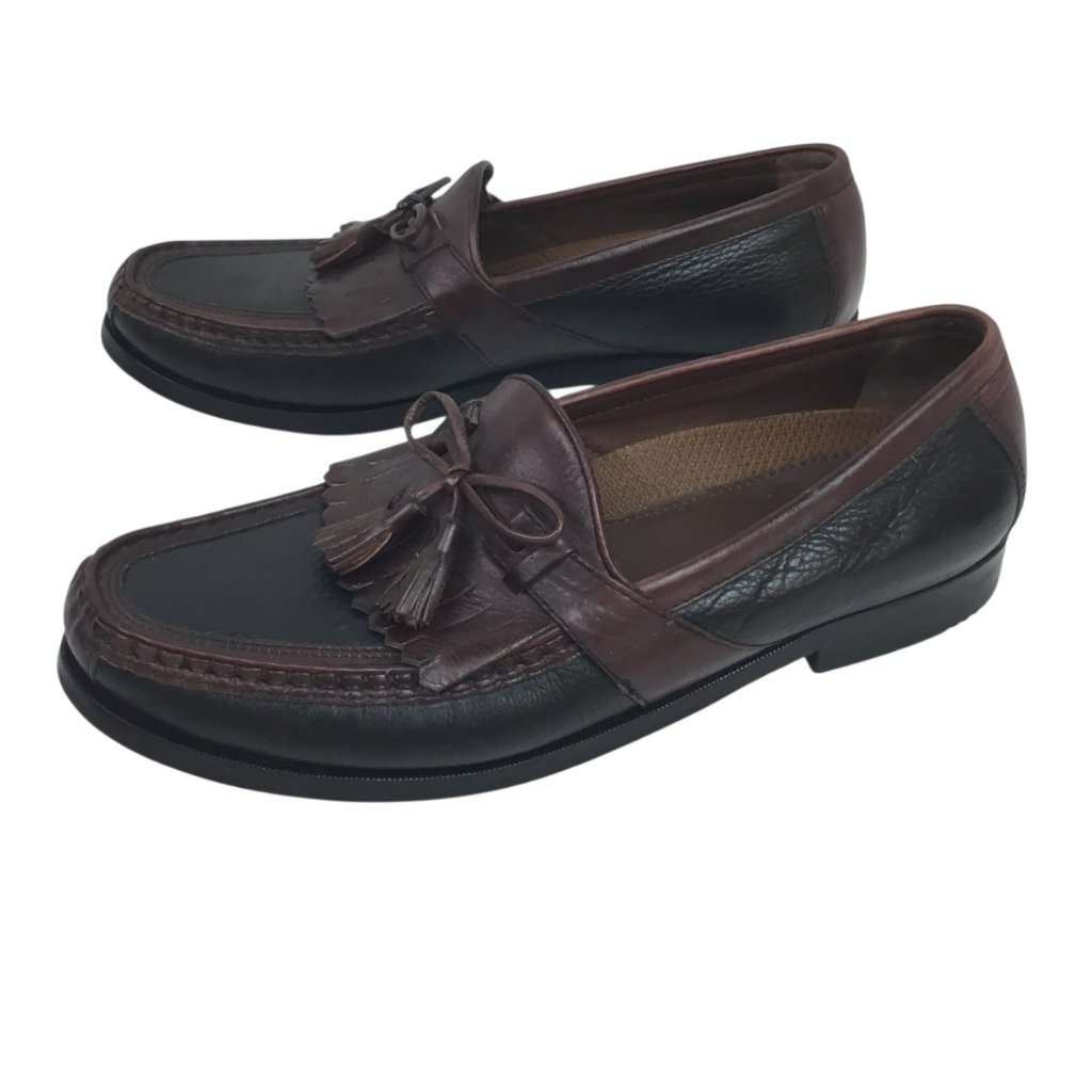Johnston & Murphy Aragon Kiltie Tassel Loafers Mens 10.5m Leather Mahogany & Bla